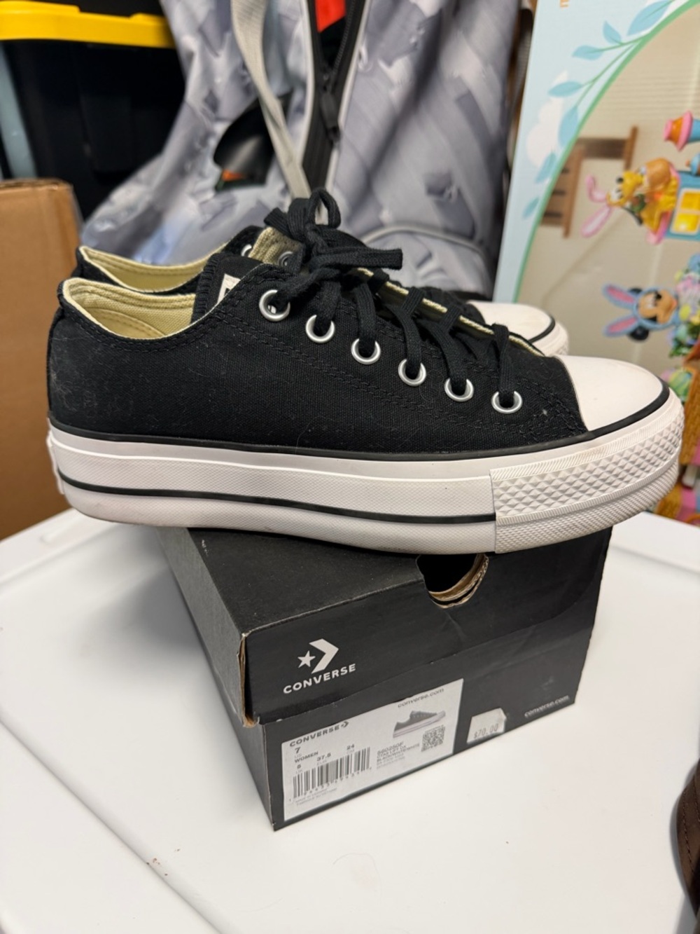 Converse Women's Platform Black Low Top Canvas Sneakers
